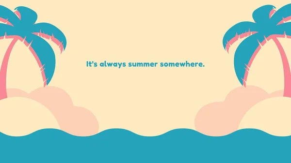 Illustrated Summer Beach Scene Desktop Wallpaper — 스톡 사진