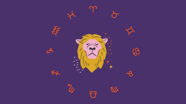 Mor Turuncu Leo Astroloji Masaüstü Duvar Kağıdı