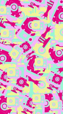 Pembe ve Sarı Yaratıcı Dağılmış Elementler Neon Telefon Duvar Kağıdı