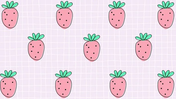 Pink Illustrated Strawberry Desktop Wallpaper — Photo