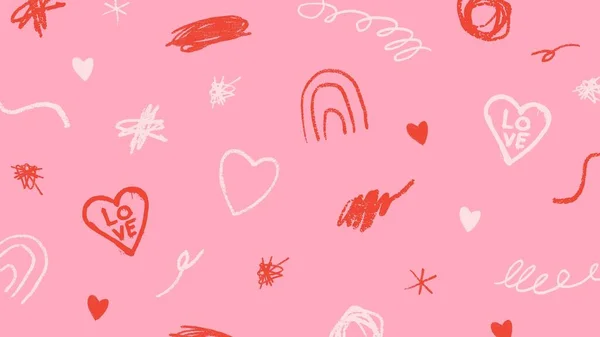 Pink Red White Scribbles Powerful Femme Personal Valentine Day Desktop — 스톡 사진
