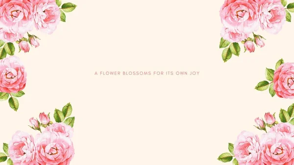 Ροζ Υδατογραφία Τριαντάφυλλα Παράθεση Floral Desktop Wallpaper — Φωτογραφία Αρχείου