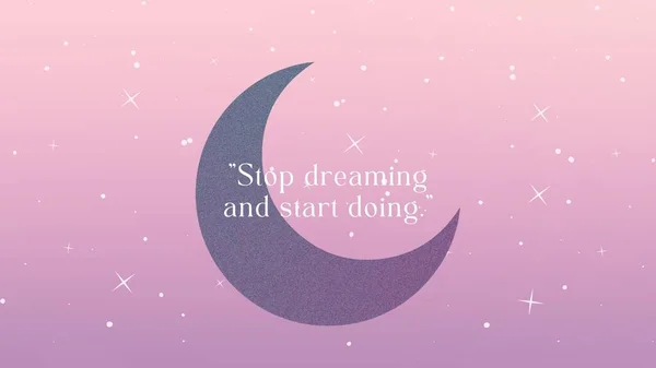 Purple Gradient Moon Stars Dreamers Quote Desktop Wallpaper — Stockfoto