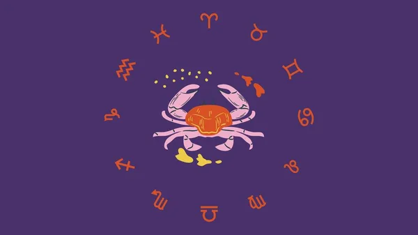 紫色橙色癌占星术台面壁纸 — 图库照片