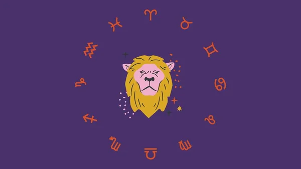 Fondo Pantalla Escritorio Astrología Leo Naranja Púrpura — Foto de Stock