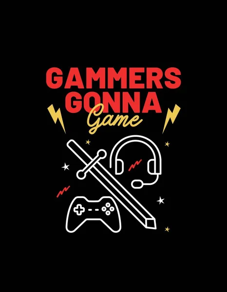 stock image Red and Yellow Typography Gamer T-shirt