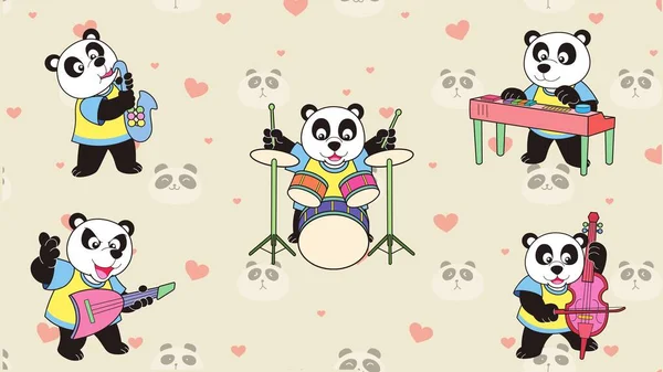 Soft Pink Panda Band Desktop Wallpaper — 스톡 사진