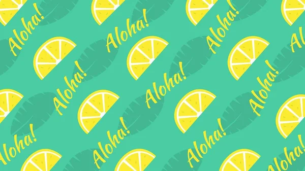 Turquoise and Lemon Aloha Tropical Desktop Wallpaper