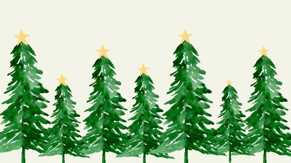 Aquarel Kerstbomen Bureaublad Achtergrond — Stockfoto