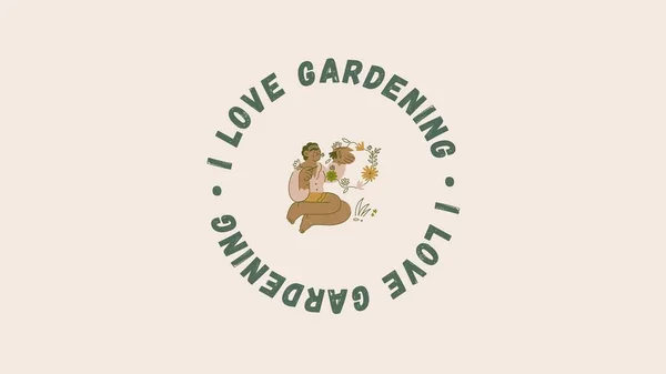 Artsy Green Gardening Illustration Quote Desktop Wallpaper —  Fotos de Stock