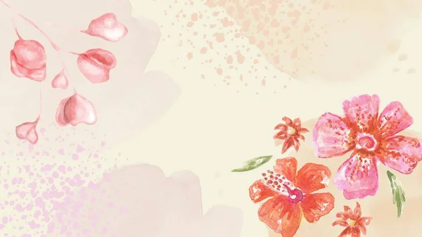 Béžová Kreativní Květ Akvarel Plochy Tapety — Stock fotografie