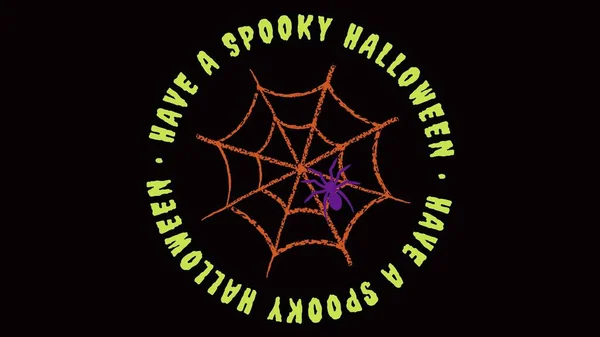Schwarz Neon Farben Gruselige Halloween Spinne Desktop Hintergrund — Stockfoto
