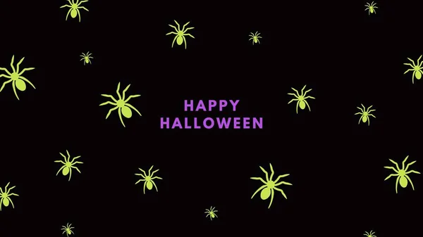 Black Neon Happy Halloween Spiders Обои Рабочего Стола — стоковое фото