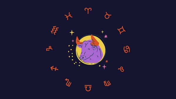 Black Orange Taurus Astrology Desktop Wallpaper — Stock Photo, Image