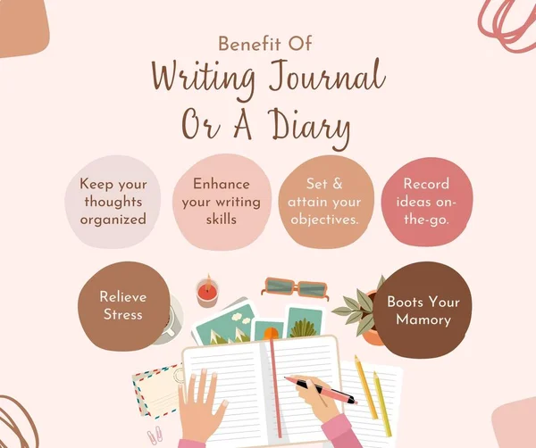 Colorful Benefit Writing Journal Diary Illustration Wiith Abstract List Facebook — стокове фото