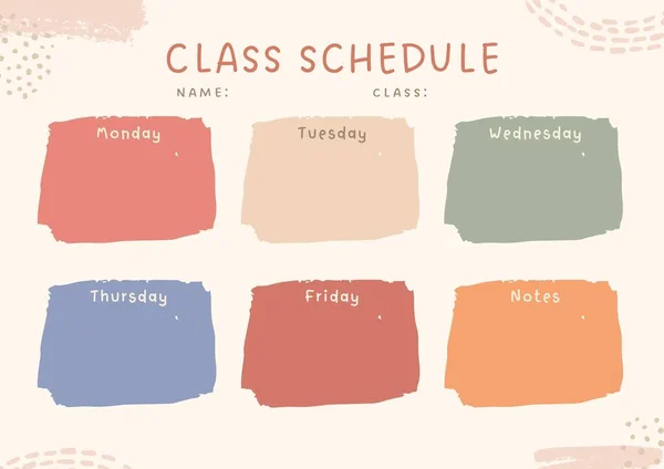 Colorful Cute Abstract Class Schedule Timetable