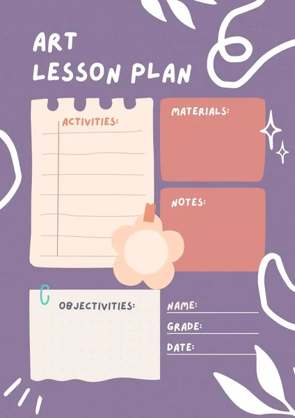 Plan Leçon Art Simple Violet Pastel Blanc — Photo