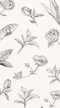 Bej Basit Retro Çiçekli Telefon Duvar Kağıdı