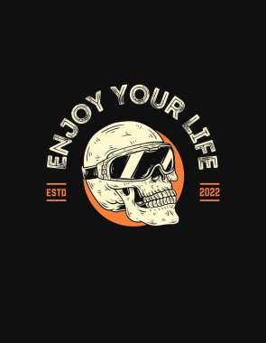 Skull with goggles retro vintage illustration t shirt