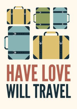 Krem Sönük Vintage Bavul Seyahat Fuarı Posteri