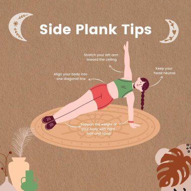 Kahverengi Bohem Yoga Yan Plank İpuçları Instagram Postası