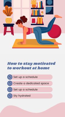 Evde Motivasyon Instagram Hikayesinde İllüstrasyon Çalışması