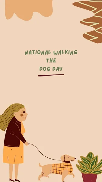 Beige National Walking Dog Day Illustration Instagram Story — Photo
