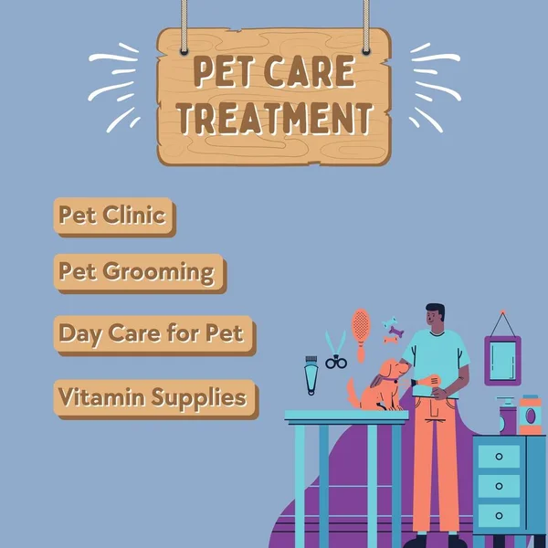 Blue Illustrative Pet Treatment Instagram Post — Stock Photo, Image