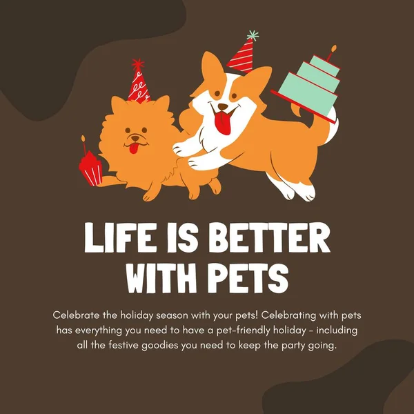 Brown Orange Celebrating Pets Instagram Post — Stock Photo, Image