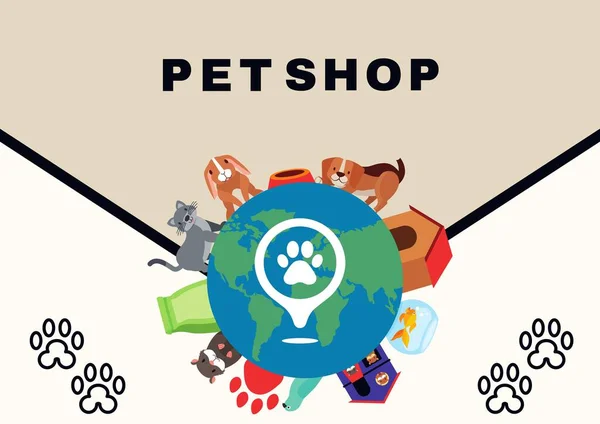 Brown Modern Pet Shop Plakat Krajobraz — Zdjęcie stockowe