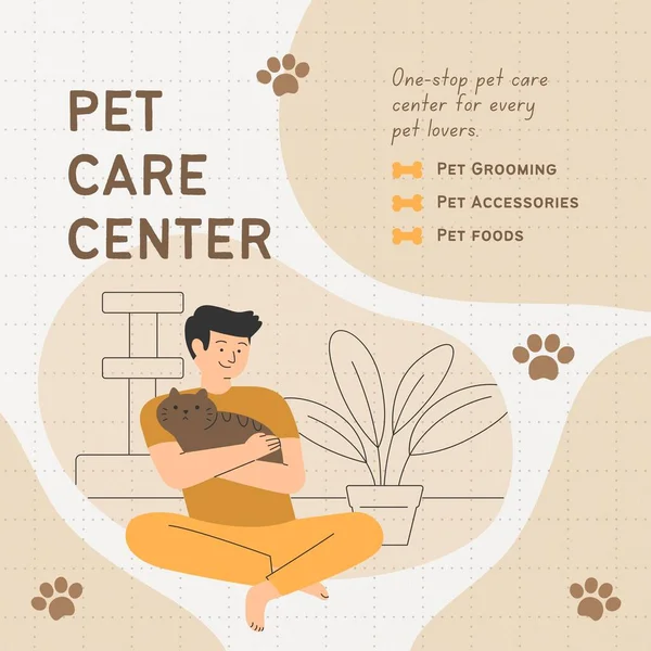 Terraço Bonito Ilustrativo Pet Care Instagram Post — Fotografia de Stock