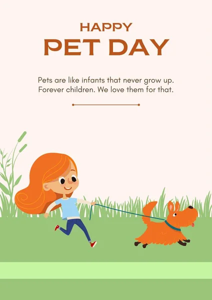 Orange Och Grön Glad Pet Day Affisch — Stockfoto
