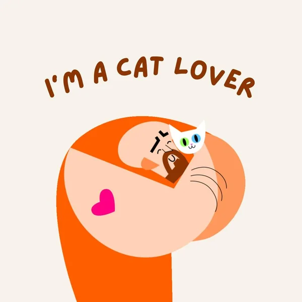 オレンジかわいい男イラスト猫の恋人Instagram Post — ストック写真