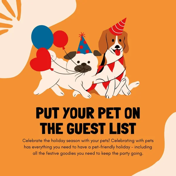 Orange Illustrative Celebrating Pets Instagram Post — Stock Photo, Image