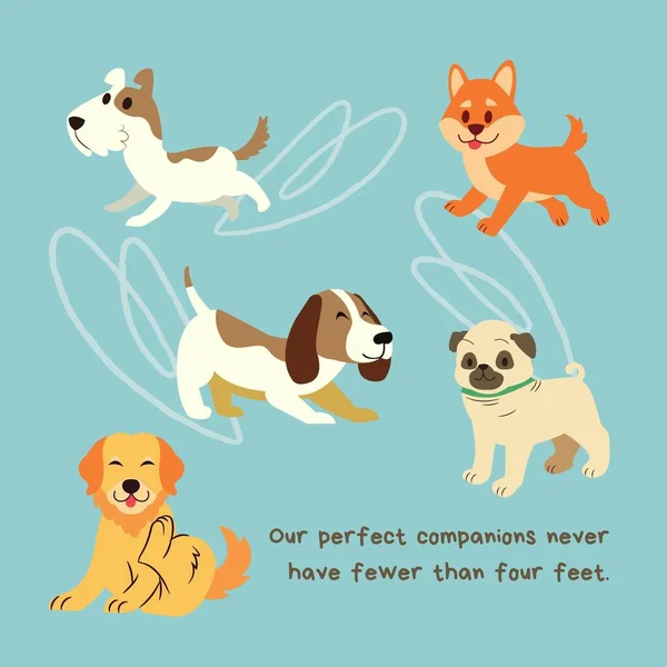 Teal Dog Ilustração Citar Ame Seu Pet Day Instagram Post — Fotografia de Stock