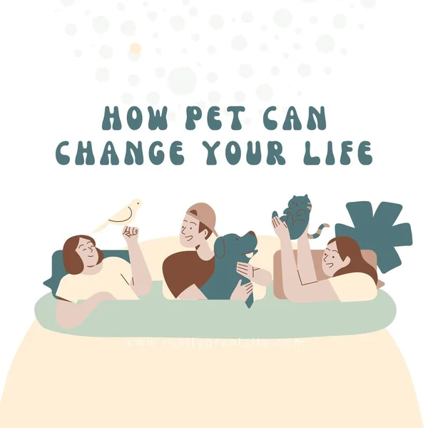 Blanc Beige Illustration Ludique Pet Life Podcast Instagram Post — Photo