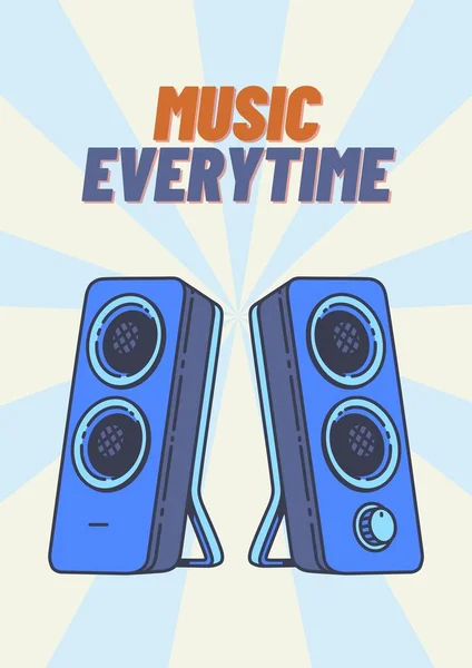 Blue Retro Music Everytime Флаер — стоковое фото