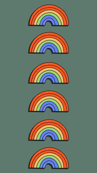 Colorful Rainbow Sticker Element with Shadow Pattern Retro Phone Wallpaper