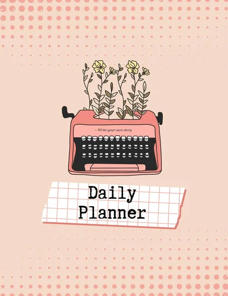 Peach Pink Cute Retro Journal Daily Planner Címlap — Stock Fotó