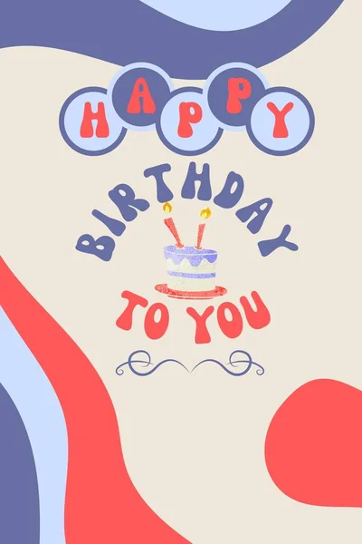 Red Blue Retro Happy Birthday Pinterest Pin — Stock Photo, Image