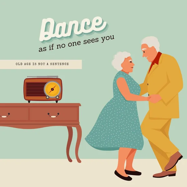Retro Illustrated Senolder People Dancing Instagram Post — Stock fotografie