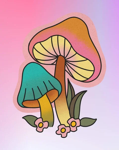 Retro Mushroom Leinwanddruck — Stockfoto