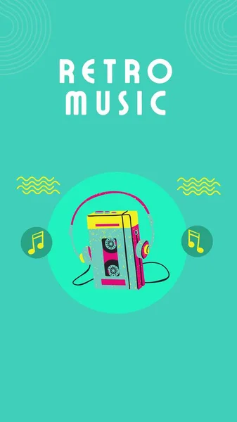 Teal Yellow Illustrated Retro Music Event Instagram Story — kuvapankkivalokuva