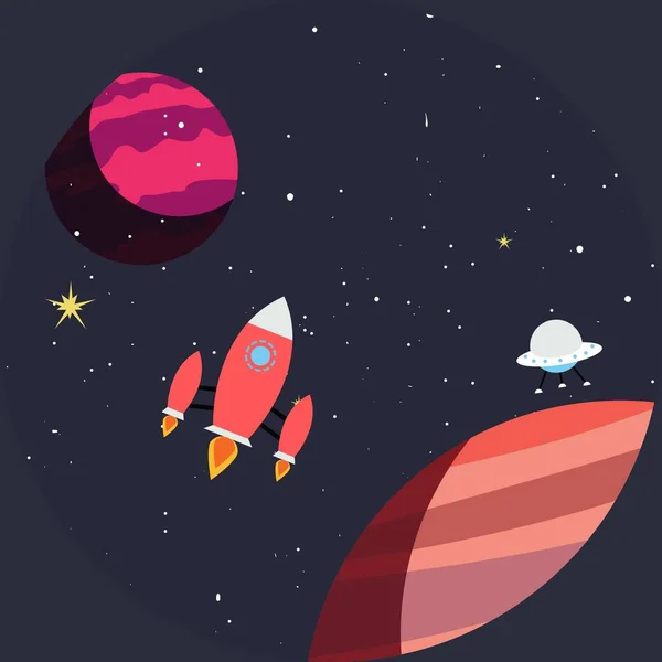 Svart Och Röd Lekfull Planet Space Galaxy Sticker — Stockfoto