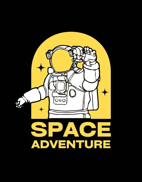 Czarny Żółty Ilustrowany Kosmiczna Przygoda Shirt — Zdjęcie stockowe