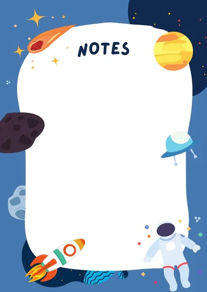 Bleu Minimaliste Mignon Enfants Notes Mémo Avec Espace Astronaute Illustration — Photo