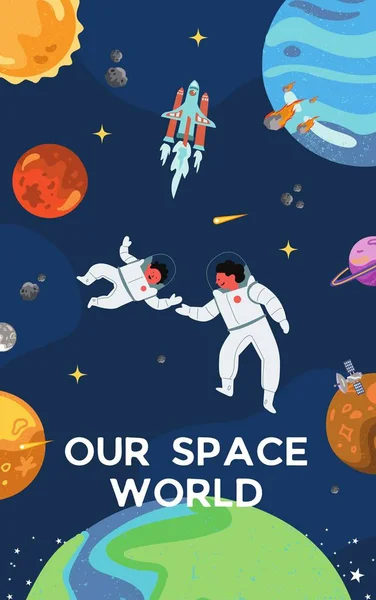 Blue Illustrated Space World Couverture Livre Pour Enfants — Photo