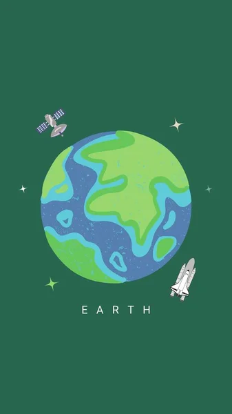 Groene Minimalistische Aarde Planeet Ruimte Telefoon Wallpaper — Stockfoto