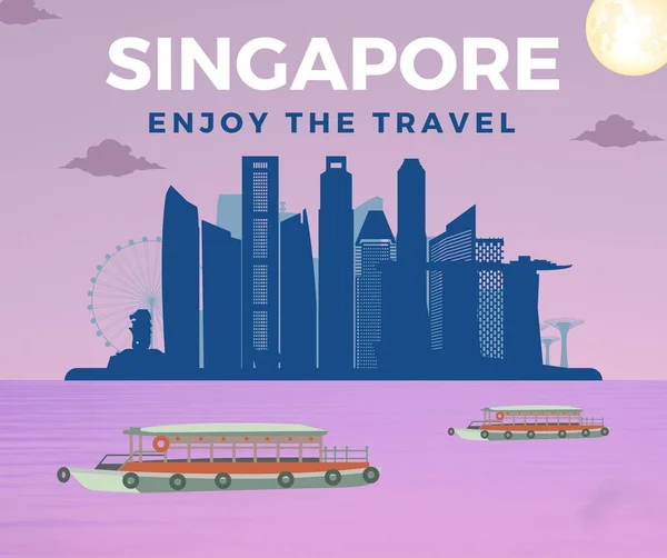 Ilustrador Púrpura Bienvenido Singapur Facebook Post —  Fotos de Stock