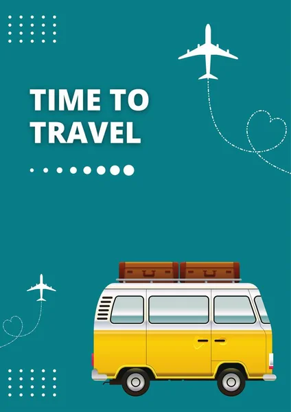Green Modern Time Travel Plakat — Zdjęcie stockowe